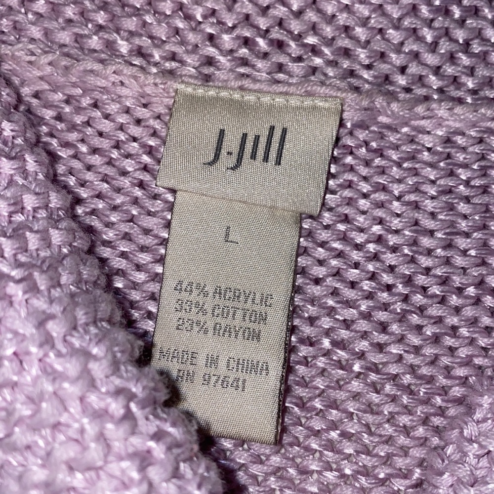 J. Jill lavender knit cowl neck button up sweater Large - Picture 3 of 6